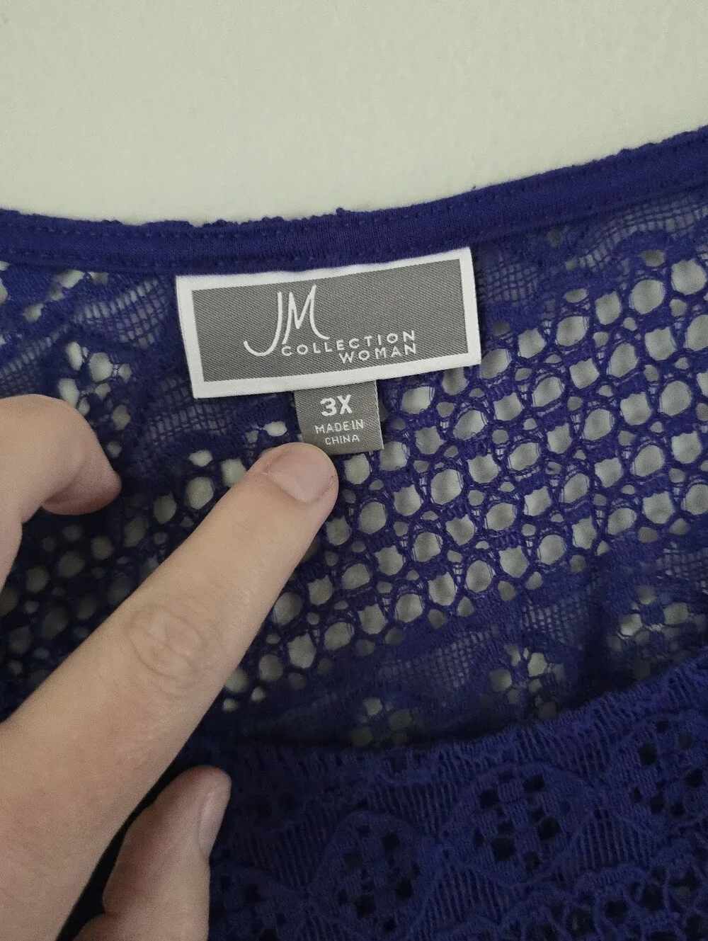 JM Collection Royal Purple Crochet Tunic Sweater